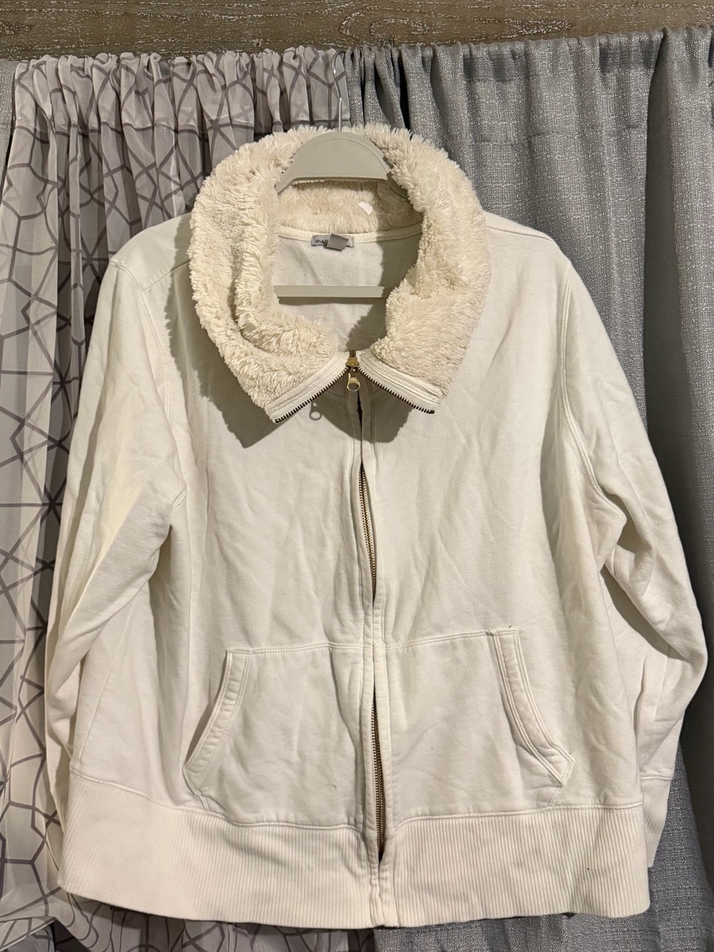 Old Navy Cream Sherpa Collar Zip Jacket